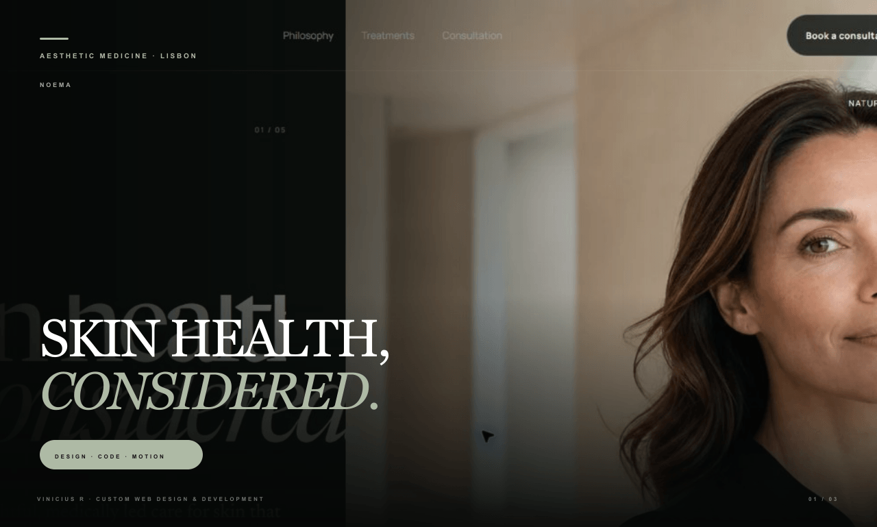 Noema premium aesthetics landing page